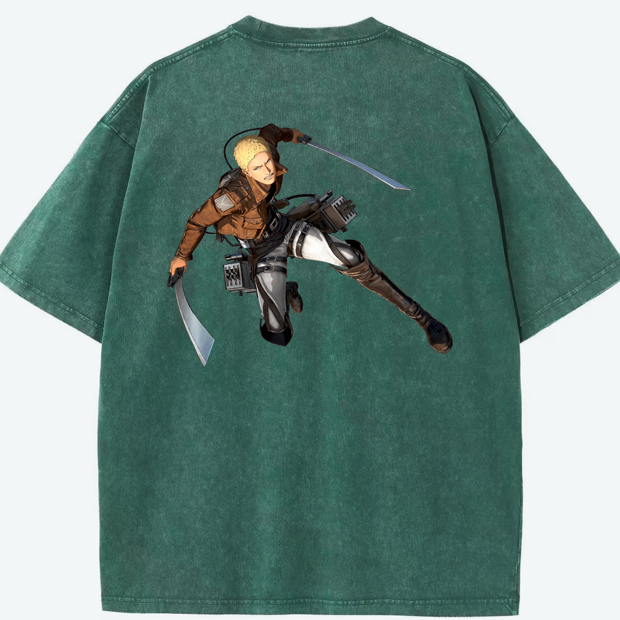 （画像用） 進撃の巨人 ライナー・ブラウン Attack on Titan Reiner Braun 綿100% ヴィンテージ風 半袖Tシャツ（背面プリント）